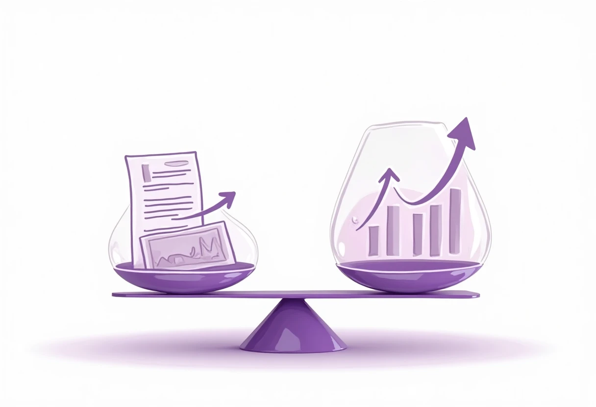 Balance scales weighing loan options